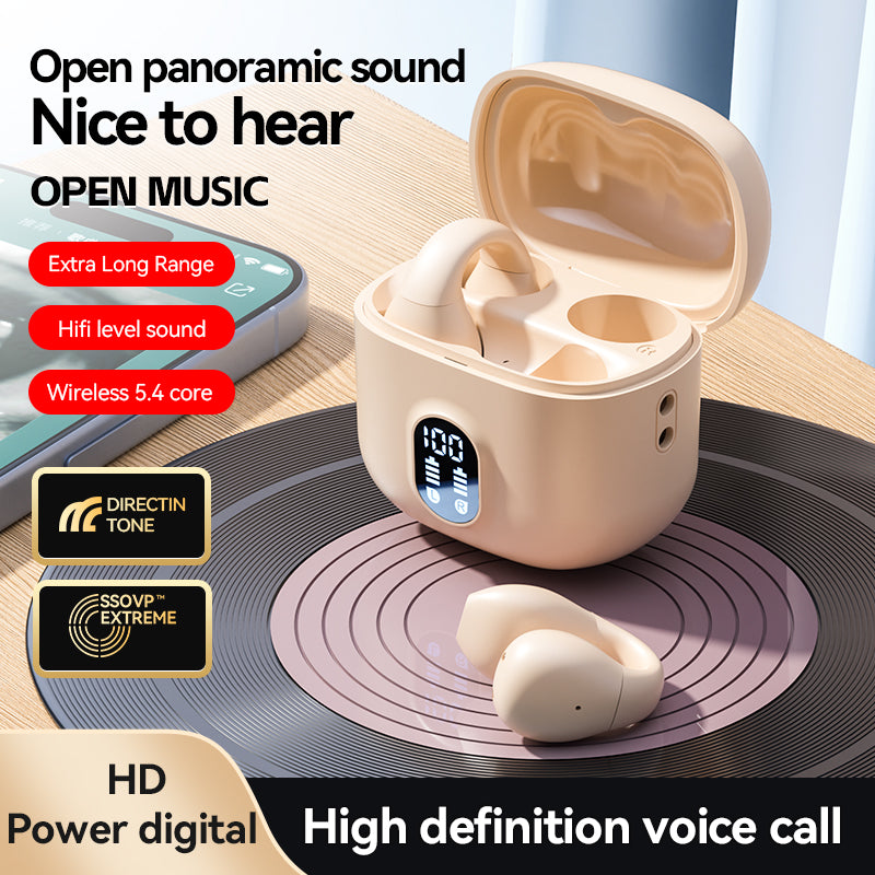 Open Ear Noise Cancelling Earbuds with Wireless Charging Case and Power Digital Display Bluetooth Headset for Sports