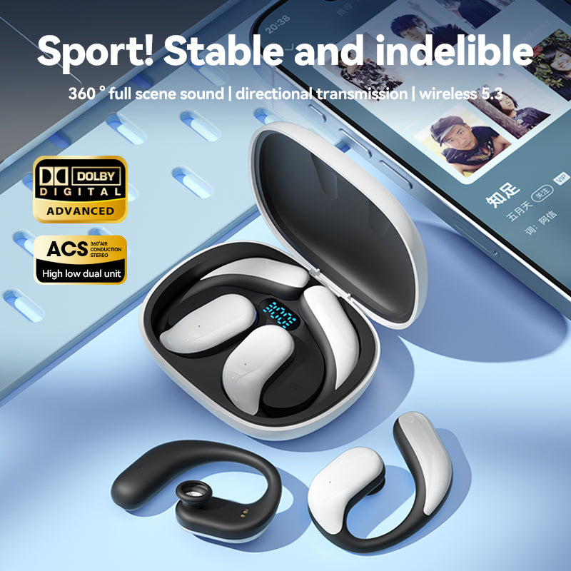 Open Ear Earhooks Headphones M65 Wireless Earbuds Air Conduction Headphones LED Power Display Earphones Sport Bluetooth 5.3 Headphones