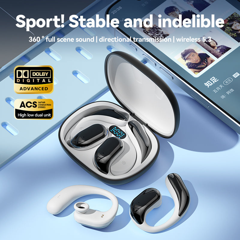 Open Ear Earhooks Headphones M65 Wireless Earbuds Air Conduction Headphones LED Power Display Earphones Sport Bluetooth 5.3 Headphones